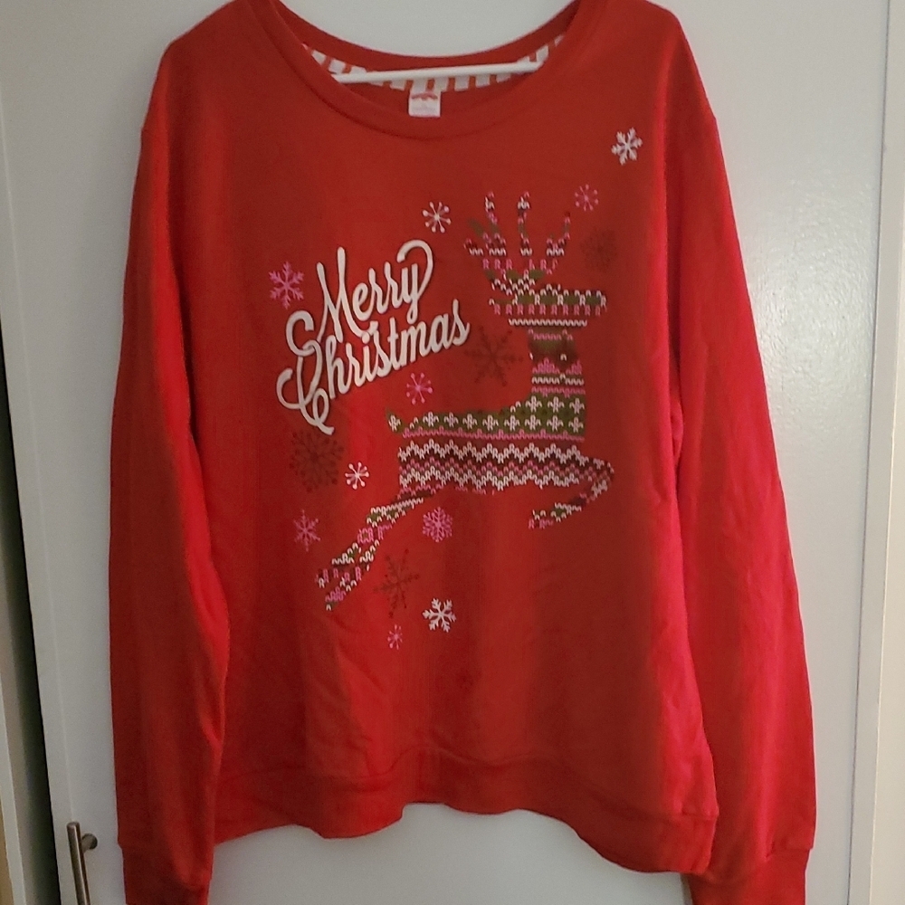 Holiday Time Red Festive Reindeer Sweater